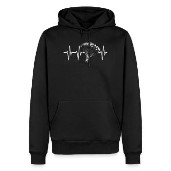 Herzschlag Fallschirm Symbol Fliegen Freiheit Puls - Männer Premium Bio Hoodie - Schwarz - Vorne - Nico (187cm)