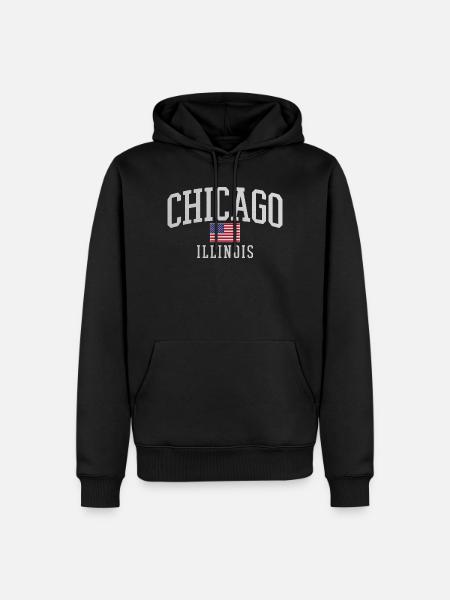 Chicago Flag Arc Emblem - Männer Premium Bio Hoodie - Schwarz