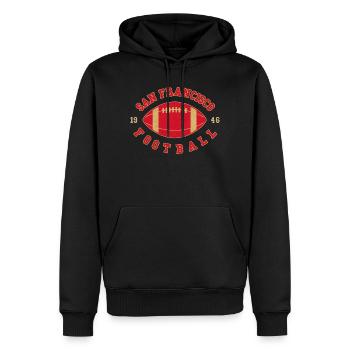 San Francisco Football Vintage Logo - Männer Premium Bio Hoodie - Schwarz - Vorne - Nico (187cm)