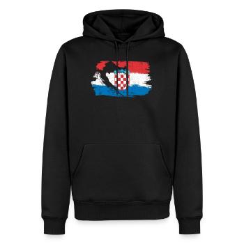 Kroatische Wappen-Pinselflagge - Männer Premium Bio Hoodie - Schwarz - Vorne - Nico (187cm)
