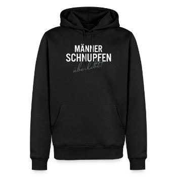 Männer Schnupfen überlebt - Männer Premium Bio Hoodie - Schwarz - Vorne - Nico (187cm)