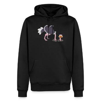 Vogel Strauß steckt den Kopf durch den Sand - Männer Premium Bio Hoodie - Schwarz - Vorne - Nico (187cm)