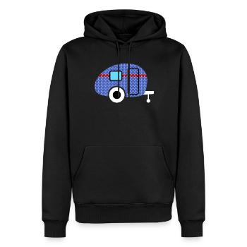 Caravan Strickmuster Wohnwagen Camping Winter - Männer Premium Bio Hoodie - Schwarz - Vorne - Nico (187cm)