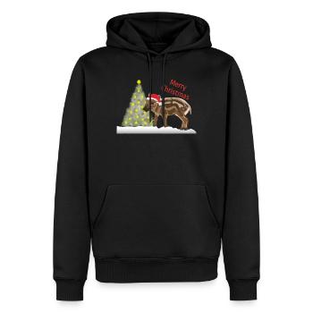 Fröhliche Weihnachten, Freddy Frischling - Männer Premium Bio Hoodie - Schwarz - Vorne - Nico (187cm)