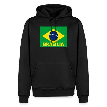 Brasília Stadt in brasilianischer Flagge - Männer Premium Bio Hoodie - Schwarz - Vorne - Nico (187cm)