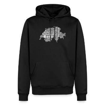 Schweiz Mundart weiss - Männer Premium Bio Hoodie - Schwarz - Vorne - Nico (187cm)