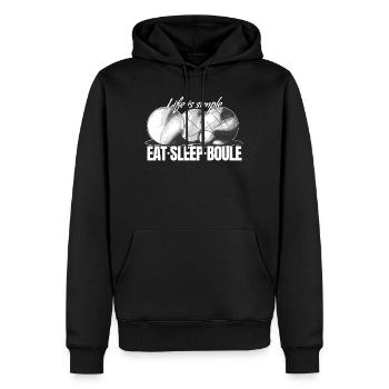 Boules de boules pour joueurs de pétanque - Sweat à capuche Premium bio Homme - noir - Devant - Nico (187cm)