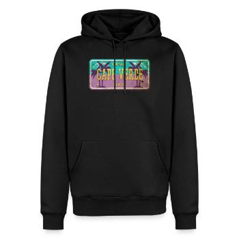Kap Verde Vintage Palmen Schild - Männer Premium Bio Hoodie - Schwarz - Vorne - Nico (187cm)