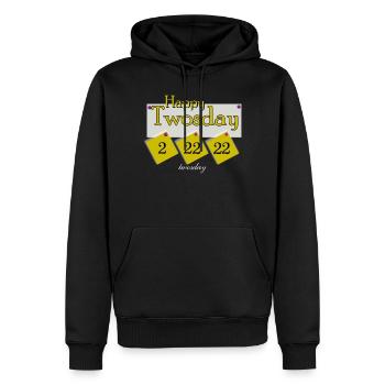 joyeux deux jours 2.22.22 - Sweat à capuche Premium bio Homme - noir - Devant - Nico (187cm)