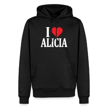 T-shirt I love Alicia t-shirt gift idea - Men’s Premium Organic Hoodie - black - Front - Nico (187cm)