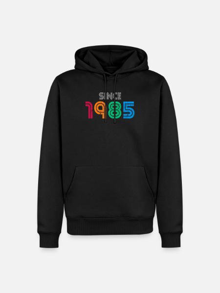 Depuis 1985 | Année vintage rétro colorée - Sweat à capuche Premium bio Homme - noir