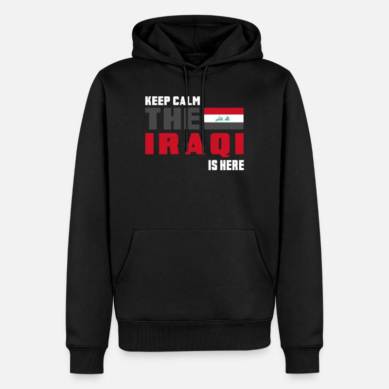 Keep Calm Irak Flaggen Design - Männer Premium Bio Hoodie - Schwarz