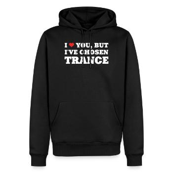 Je t’aime mais j’ai choisi la transe ! - Chemise Rave - Sweat à capuche Premium bio Homme - noir - Devant - Nico (187cm)