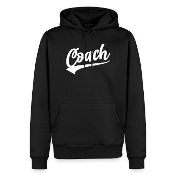 trainer coach training verein boss club fussball - Männer Premium Bio Hoodie - Schwarz - Vorne - Nico (187cm)