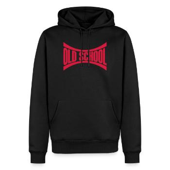 Logo Old School - Sweat à capuche Premium bio Homme - noir - Devant - Nico (187cm)