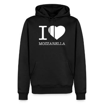 I LOVE MOZZARELLA - Männer Premium Bio Hoodie - Schwarz - Vorne - Nico (187cm)