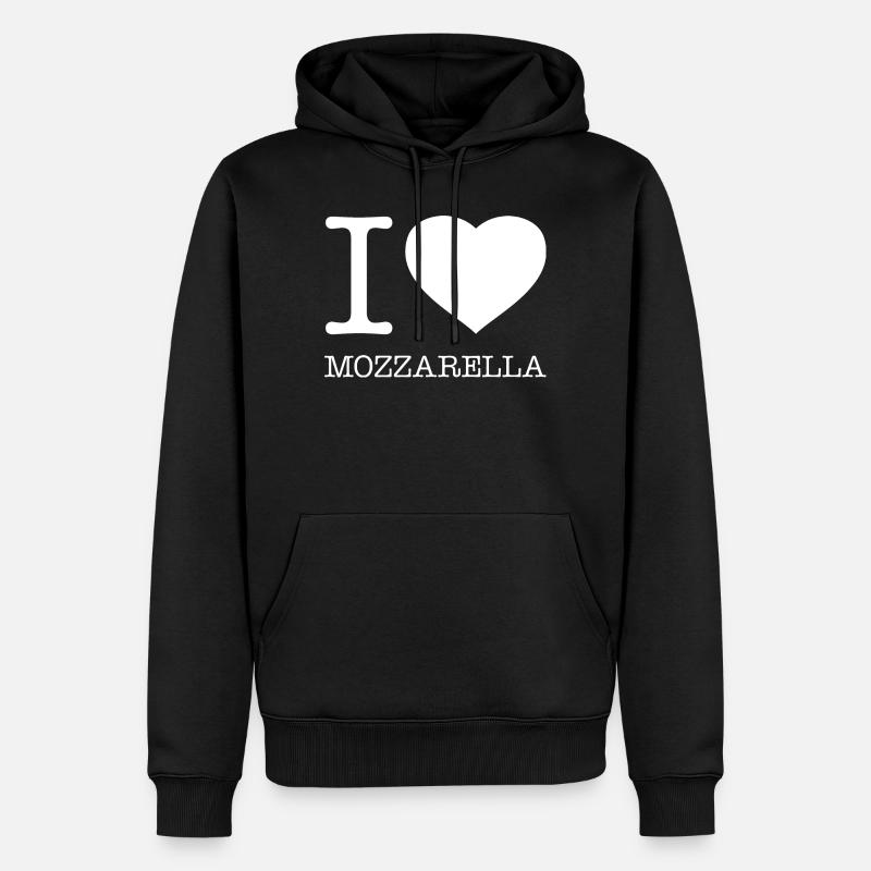 I LOVE MOZZARELLA - Männer Premium Bio Hoodie - Schwarz