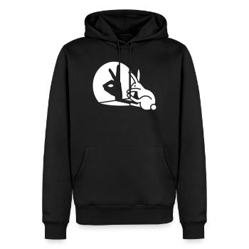Funny Rabbit Hand Shadow Projection Rabbit - Men’s Premium Organic Hoodie - black - Front - Nico (187cm)