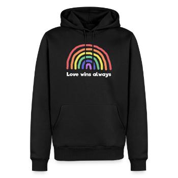 Regenbogen Liebe Statement Frieden Weltfrieden - Männer Premium Bio Hoodie - Schwarz - Vorne - Nico (187cm)