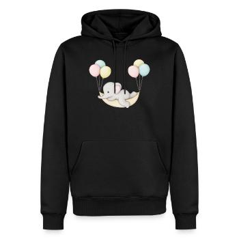 mignon bébé éléphant dans un hamac - Sweat à capuche Premium bio Homme - noir - Devant - Nico (187cm)