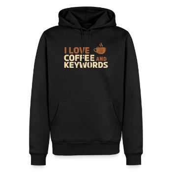 Ich liebe Kaffee und Keywords - Männer Premium Bio Hoodie - Schwarz - Vorne - Nico (187cm)