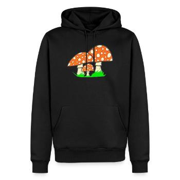 naturgrafik, Fliegenpilze, tolle Waldmotive - Männer Premium Bio Hoodie - Schwarz - Vorne - Nico (187cm)