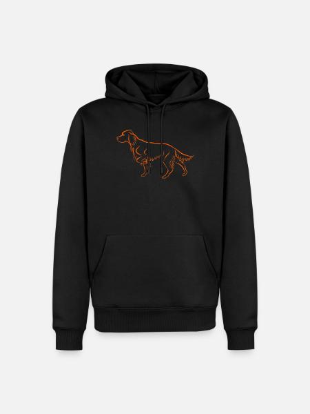 Setter above in orange - Men’s Premium Organic Hoodie - black