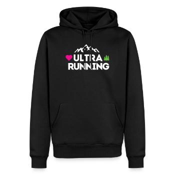 Ultra Running – Mon amour - Sweat à capuche Premium bio Homme - noir - Devant - Nico (187cm)