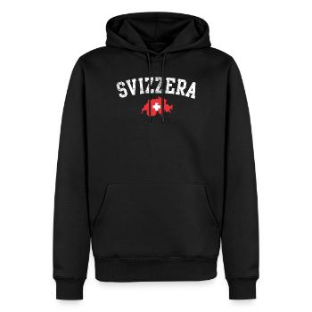 Emblème de la carte suisse - Sweat à capuche Premium bio Homme - noir - Devant - Nico (187cm)