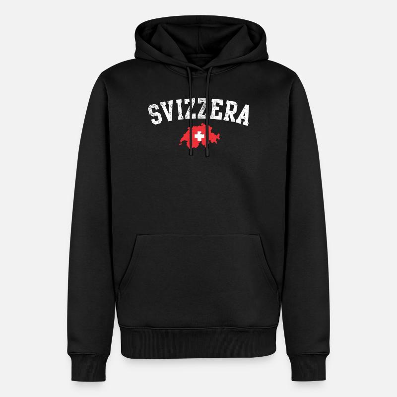 Schweizer Kartenwappen Emblem - Männer Premium Bio Hoodie - Schwarz
