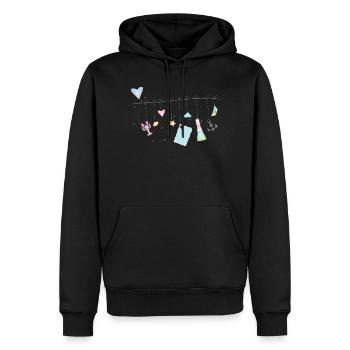 symboles colorés délicats maritimes sur la corde à linge - Sweat à capuche Premium bio Homme - noir - Devant - Nico (187cm)