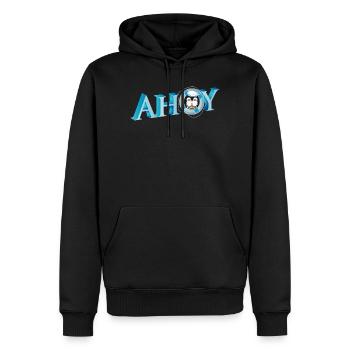 englischer Seemannsgruß Ahoy mit Pinguin Seemann - Männer Premium Bio Hoodie - Schwarz - Vorne - Nico (187cm)