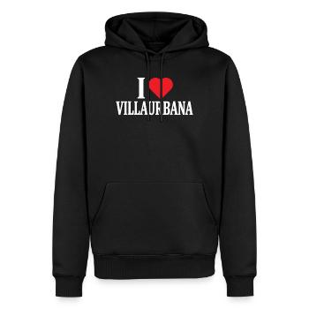 T-Shirt Io amo Villaurbana T-Shirt Sardinien - Männer Premium Bio Hoodie - Schwarz - Vorne - Nico (187cm)