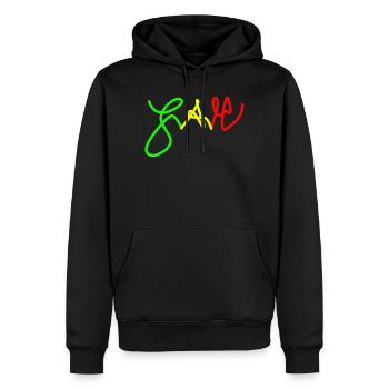 Jah in Trio-Farben Red Gold Green - Männer Premium Bio Hoodie - Schwarz - Vorne - Nico (187cm)