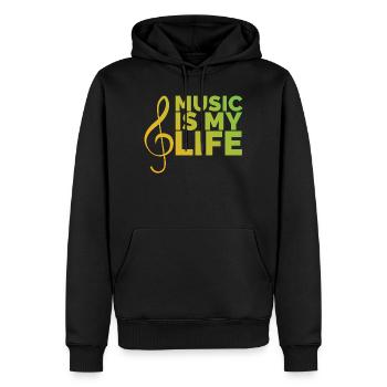 music is my life music Musicien Piano GItarre Logo - Sweat à capuche Premium bio Homme - noir - Devant - Nico (187cm)