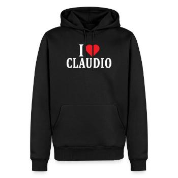 T-Shirt Ich liebe Claudio T-Shirt Geschenkidee - Männer Premium Bio Hoodie - Schwarz - Vorne - Nico (187cm)