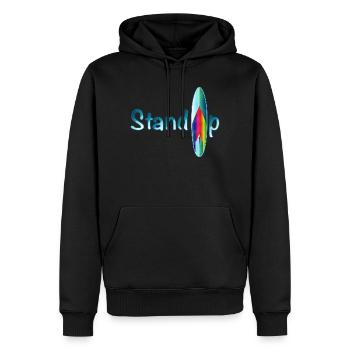 Stand up paddling Schriftzug mit Paddle Board - Männer Premium Bio Hoodie - Schwarz - Vorne - Nico (187cm)