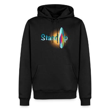 lettrage de pagayage debout ensoleillé avec planche - Sweat à capuche Premium bio Homme - noir - Devant - Nico (187cm)
