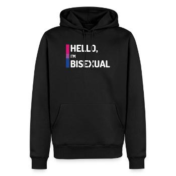 Hallo, ich bin bisexuell - Männer Premium Bio Hoodie - Schwarz - Vorne - Nico (187cm)