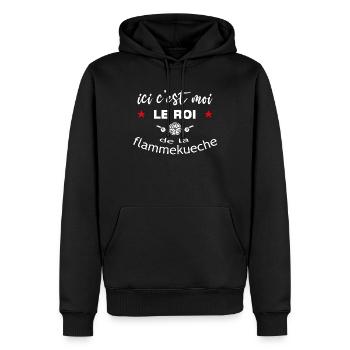 Voici Moi Le Roi de la Flammekueche - Sweat à capuche Premium bio Homme - noir - Devant - Nico (187cm)