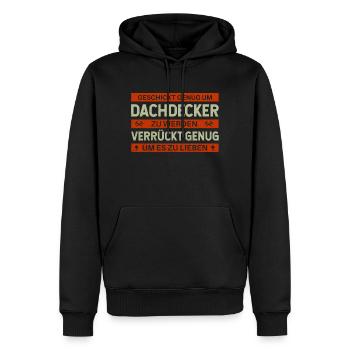 Intelligent & Fou – Conception de couvreur avec humour - Sweat à capuche Premium bio Homme - noir - Devant - Nico (187cm)