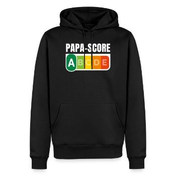 PAPA-SCORE / Humour Papa - Sweat à capuche Premium bio Homme - noir - Devant - Nico (187cm)
