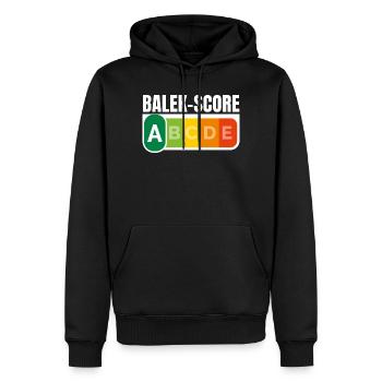 BALEK-SCORE - Humour noir - Sweat à capuche Premium bio Homme - noir - Devant - Nico (187cm)