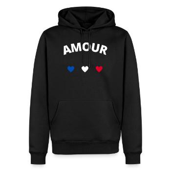 Amour - Sweat à capuche Premium bio Homme - noir - Devant - Nico (187cm)
