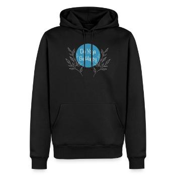 Yoga Dicton Be Happy Circle - Sweat à capuche Premium bio Homme - noir - Devant - Nico (187cm)