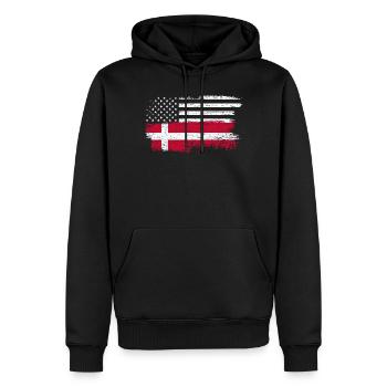 Grunge US Dänische Flagge Fusion - Männer Premium Bio Hoodie - Schwarz - Vorne - Nico (187cm)