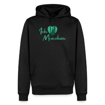 Ich liebe München - Schriftzug - Männer Premium Bio Hoodie - Schwarz - Vorne - Nico (187cm)