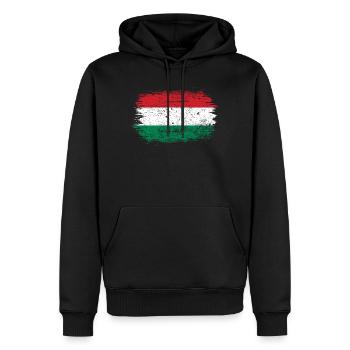 Hungarian Brush Flag Art - Men’s Premium Organic Hoodie - black - Front - Nico (187cm)