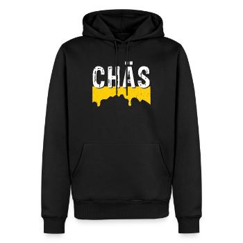 Chäs (SWISS CHEESE) - Männer Premium Bio Hoodie - Schwarz - Vorne - Nico (187cm)