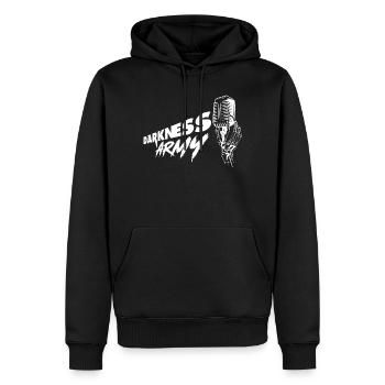 Darkness Army Weiß - Männer Premium Bio Hoodie - Schwarz - Vorne - Nico (187cm)